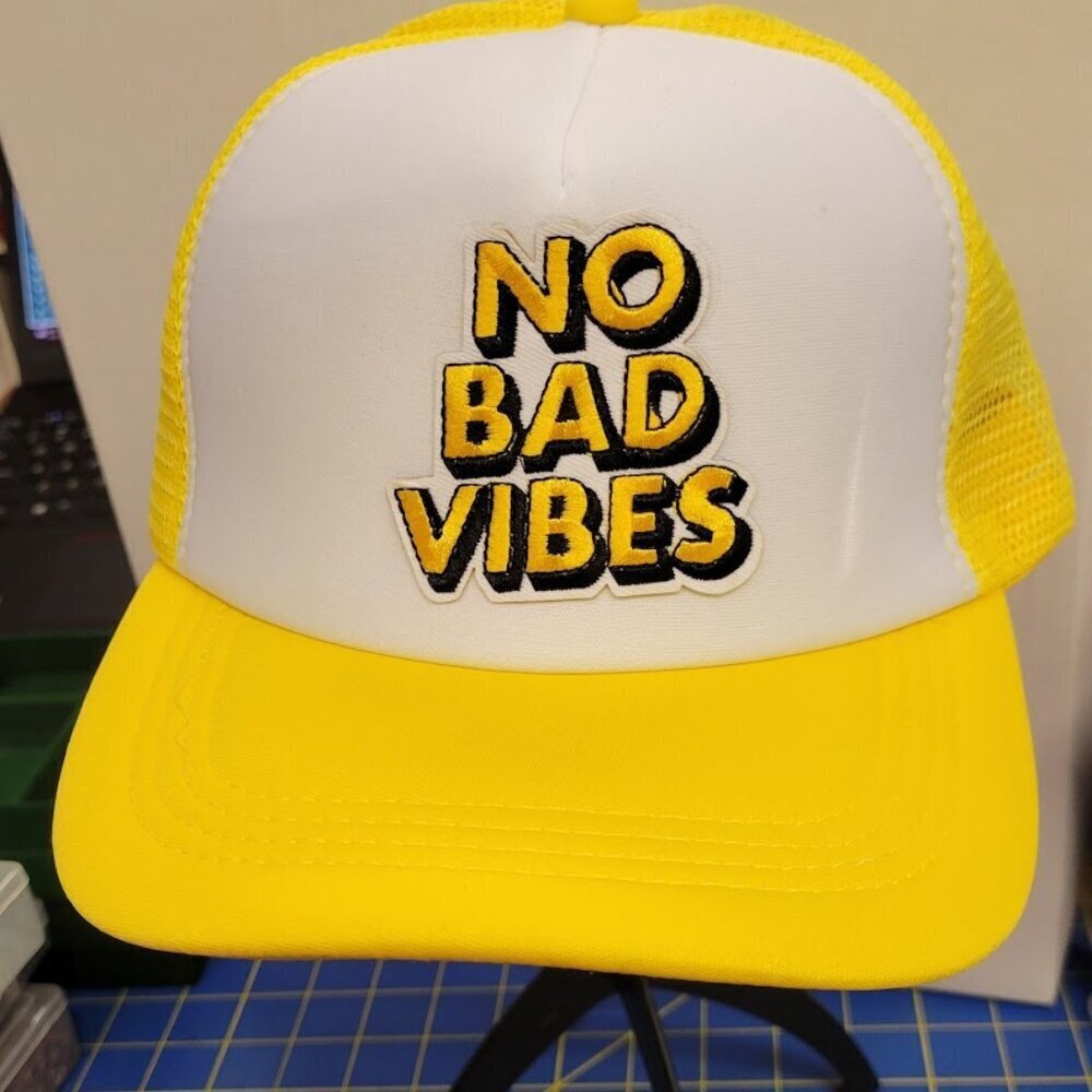No Bad Vibes Bright Yellow Trucker Hat
